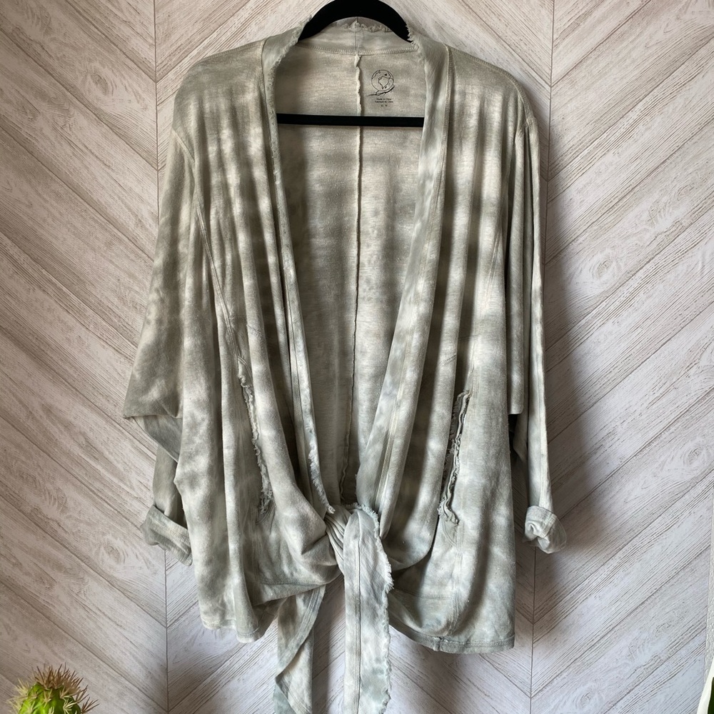 Free People tie dye cardigan tie front top